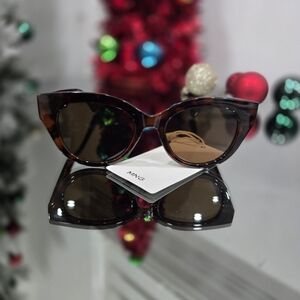 Mango Women’s Round Sunglasses – Black & Reddish-Brown Tint, 100% UV Protection